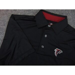 Atlanta Falcons Polo Mens Small FootJoy Black Solid Short Sleeve Golf Shirt